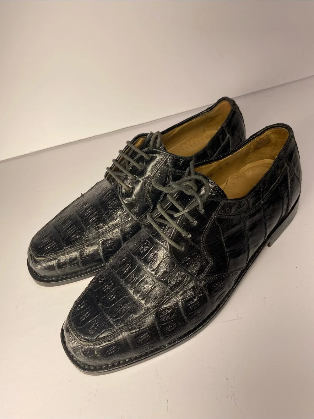 Belvedere Florence Men's 9M Brown Genuine Crocodile Dress Shoes, Handmade Italy